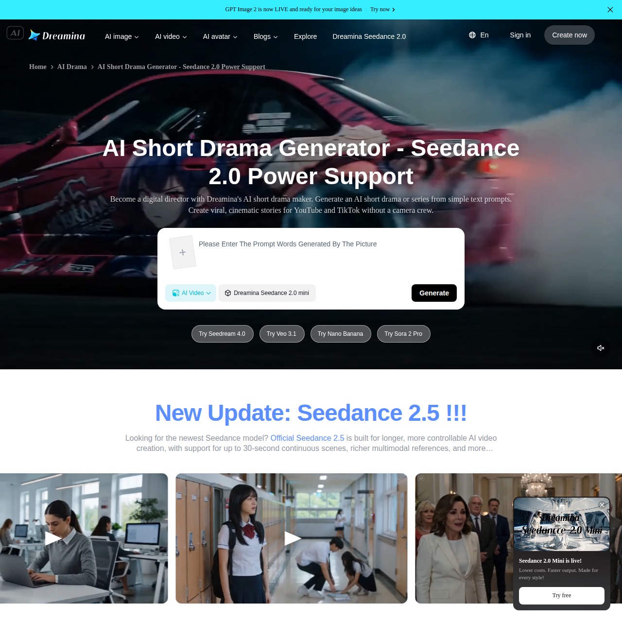 Dreamina: Seedance models, top-tier single-shot quality