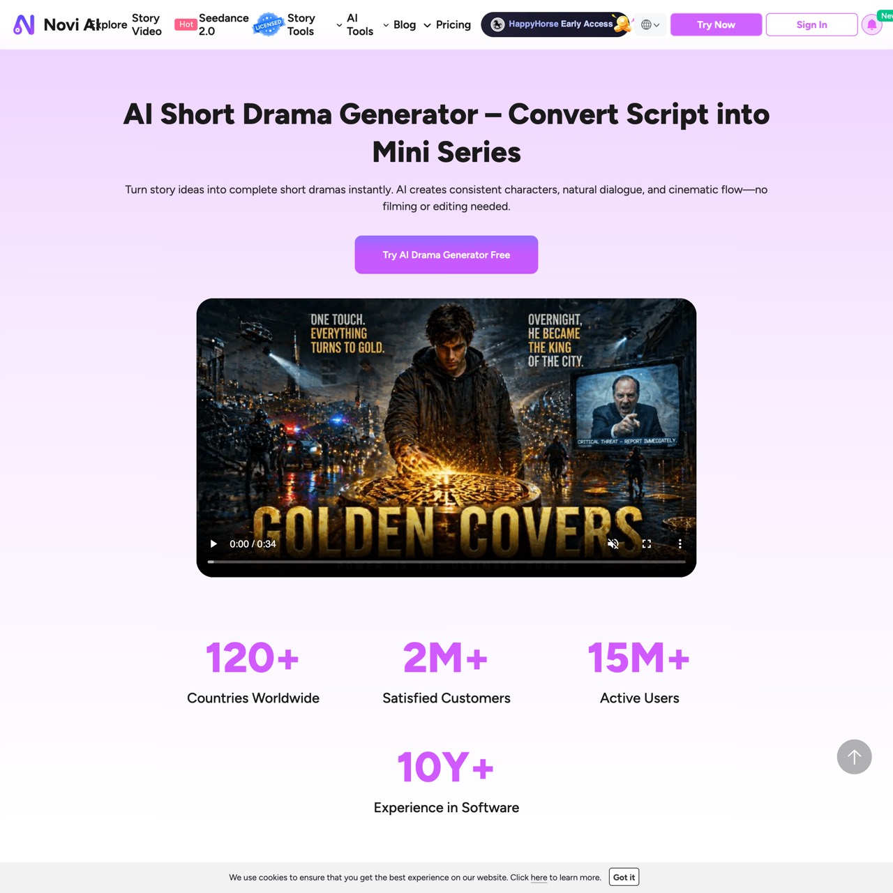 Novi AI short drama generator: multi-model with a Video Agent that expands your script